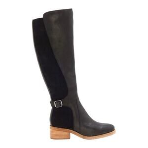 Lucky Brand LK-Timinii Black Leather Suede Tall Riding Boots Women's Size 6.5